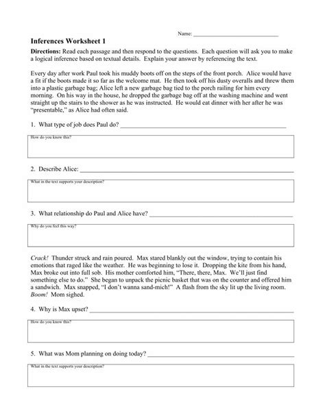Name: Inferences Worksheet 1 .